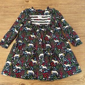 Mini Boden Long Sleeve Unicorn Dress